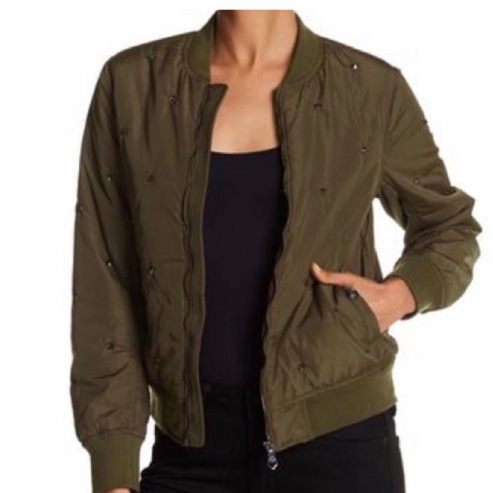 Nanette Lepore olive studded bomber jacket